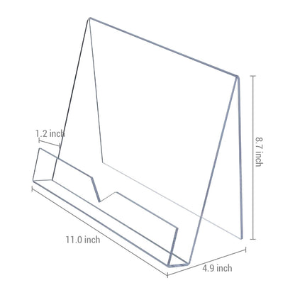 MyGift Modern 4 mm Premium Clear Acrylic Cookbook Holder, Recipe Book Stand, Magazine Display Rack, Set of 2