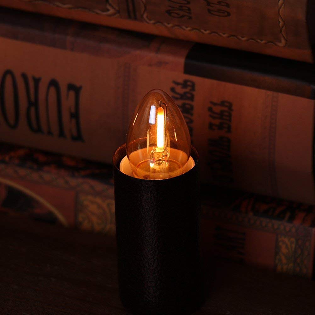 Tsunetani-C7 Edison 0.5W Equivalent to 5 Watt Incandescent LED Filament Mini Night Light Bulbs - E12 Candelabra Base 2200K Ultra Warm White for Home Decorate 50Lumens - 10Pack (Amber Glass)