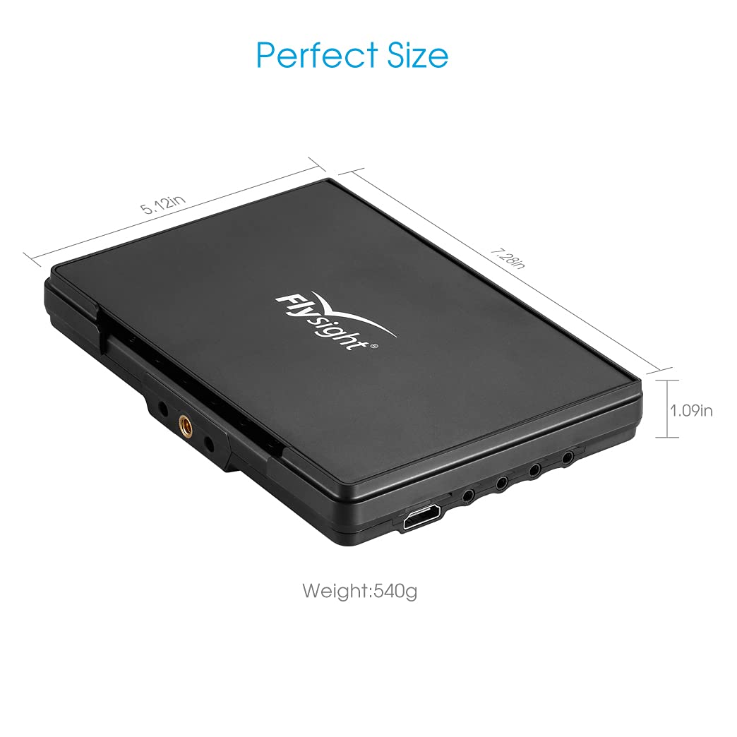 Flysight Black Pearl RC801 FPV Monitor with DVR 5.8Ghz 40CH 7" HD Screen Diversity Receiver 1024x600 Monitor with Integrated Battery and Sunshade Hood for DJI Phantom (RPSMA ANT)