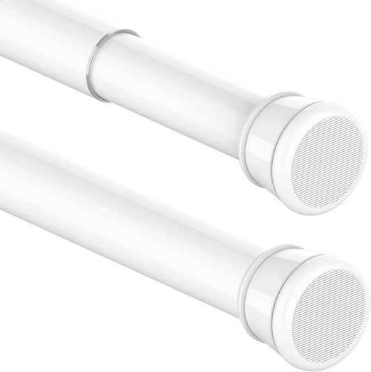 1PC Tension Rod No Drill Shower Curtain Pole Extendable Curtain Poles Shower Curtain Rail for Bathroom, Window, Door, Wardrobe, 73-145cm/28.74-57.09Inch(Diameter:25mm) White