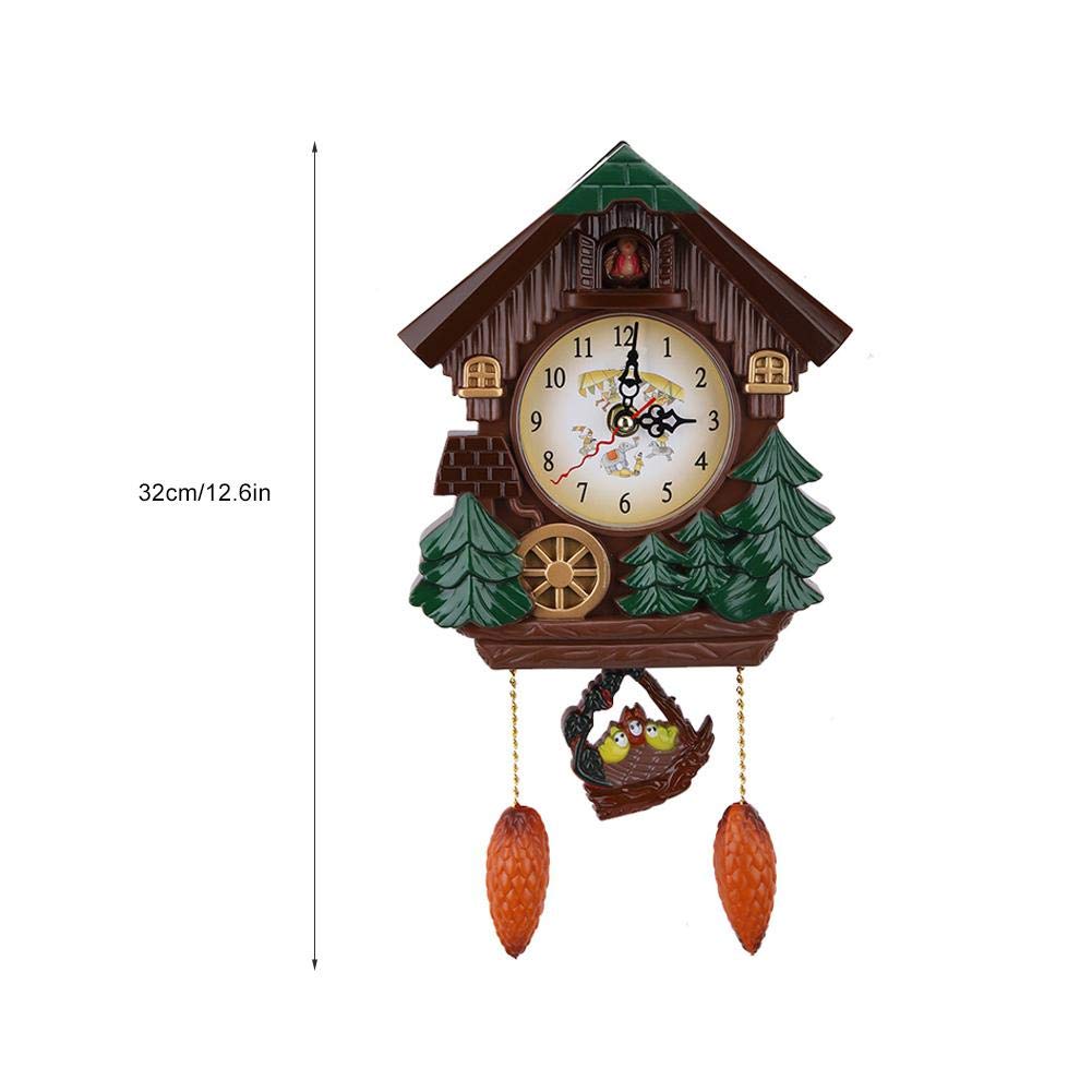 AUNMAS Cuckoo Clock with Sound, Traditional Style Wooden Quartz Movement, Wall Mount Tabletop Display Grandfather Clock for Home Office Decor