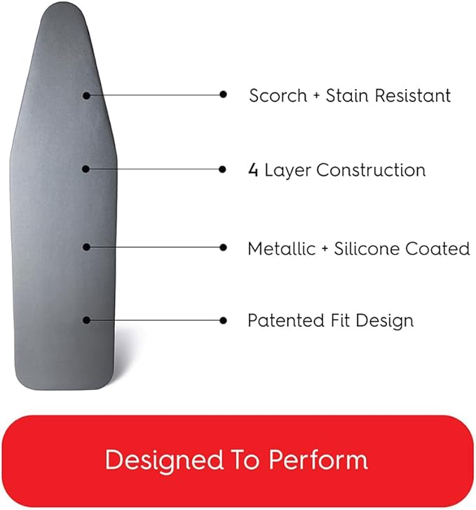 TIVIT Ironing Board Cover 14 x 42” – Made in Italy, Alumitek PRO Heat-Reflective