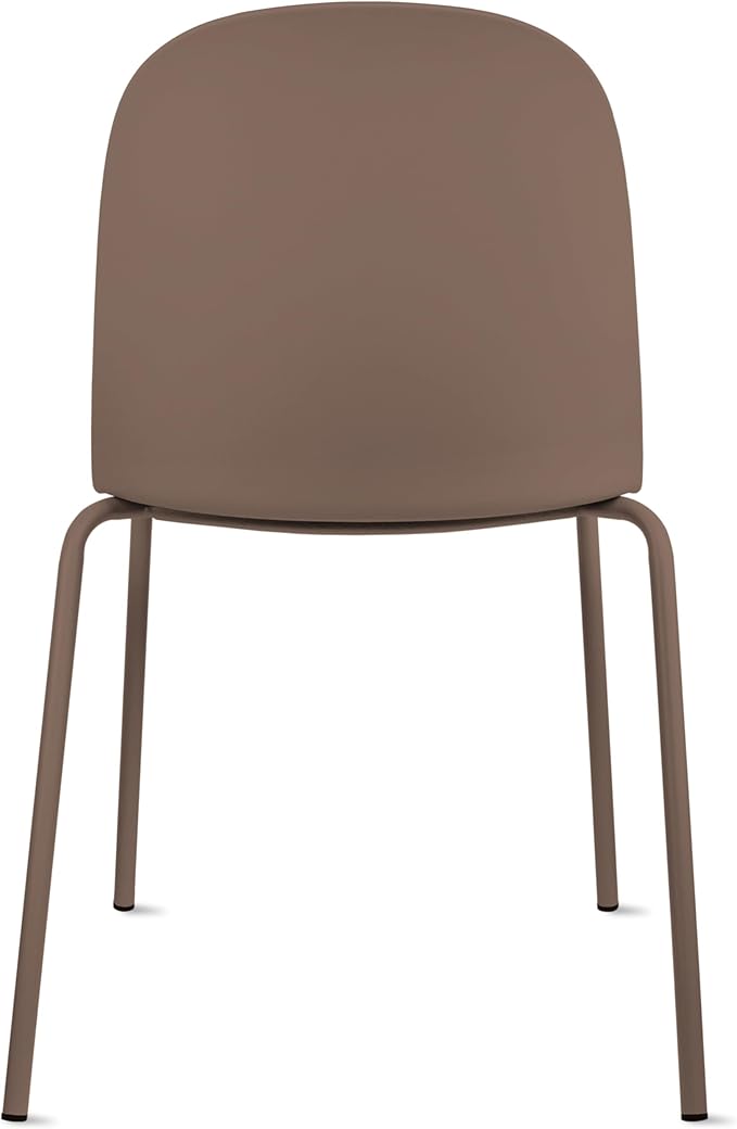 2xhome Set of 2 Modern Stackable Armless Dining Chairs | Plastic Shell Seat with Metal Legs | Indoor or Outdoor Use | Home Kitchen Patio, Brown