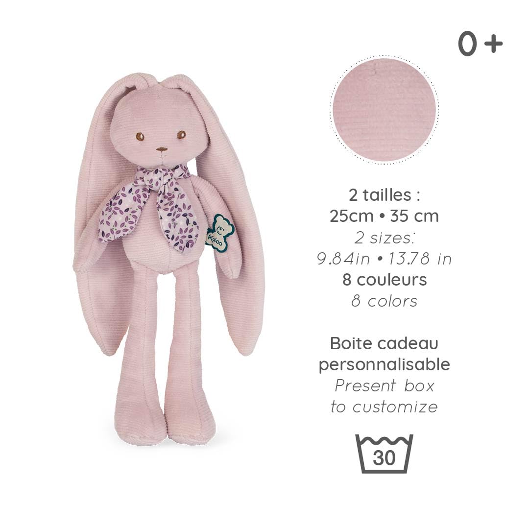 Kaloo - Lapinoo - Rabbit Doll - Baby’s Bi-Material Jersey & Knit Fabric Toy - 9.8"/25 cm - Pink Colour - Ultra-Soft materials - Gift Box - K972202