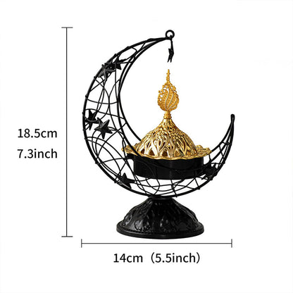 Metal Greek Incense Burner Antique Arabic Incense Censer Pot Metal Candlestick Candle Stand Incense Bowl for Aromatherapy Yoga Spa Home Decor (Black)