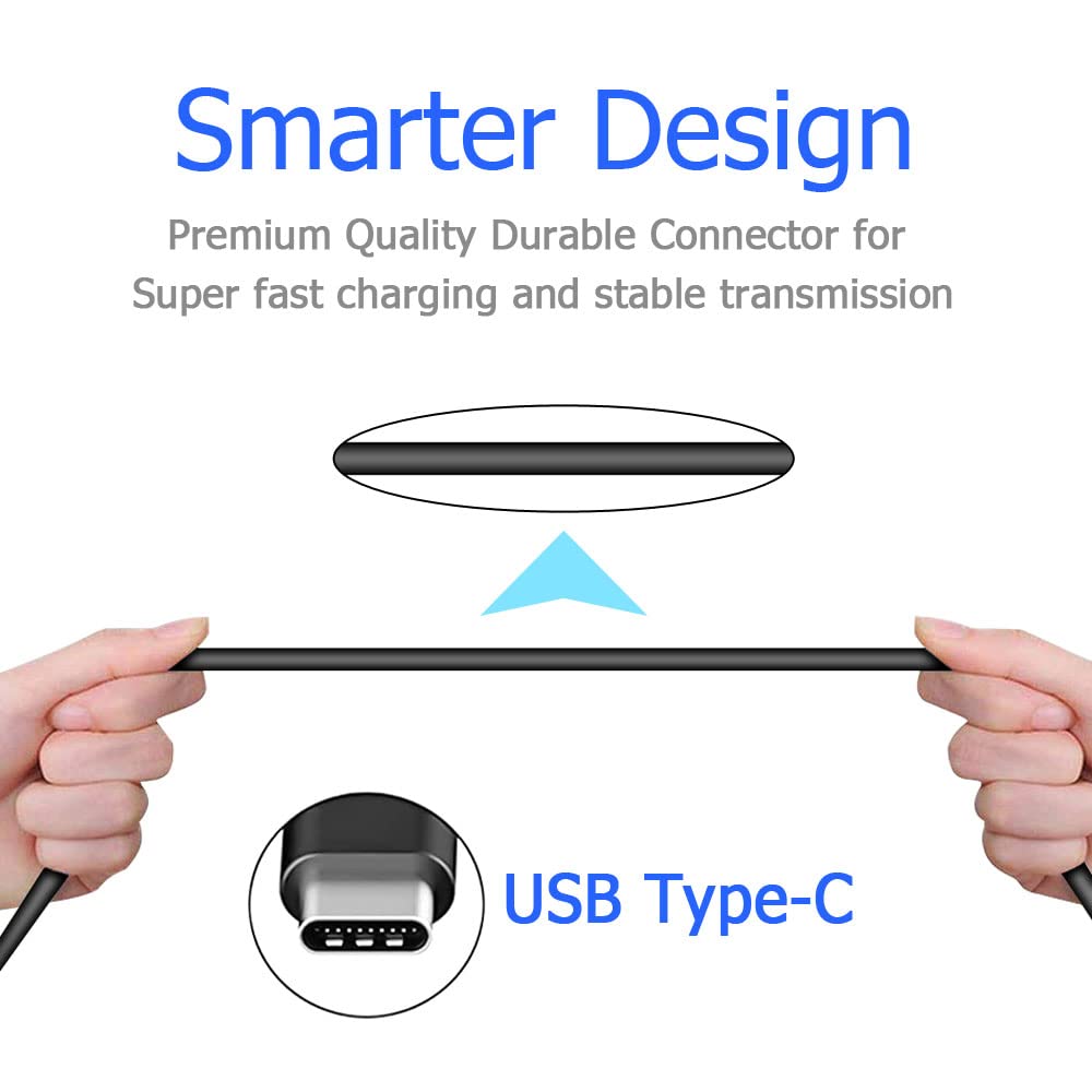 6ft USB-C to USB-A Fast Charger Cable for iPad Pro, Galaxy, MacBook Air, Nintendo Switch, Pixel, LG, Sony, OnePlus