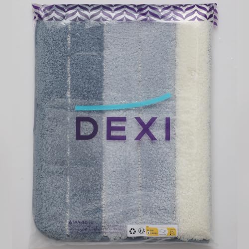 DEXI Bath Mat 40 x 60 cm, Extra Soft Absorbent Microfiber, Non-Slip Washable Rugs for Shower Floor, Bathmat Bathroom Accessories Decor, Blue