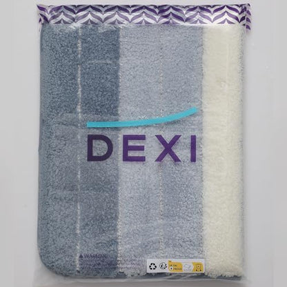 DEXI Bath Mat 40 x 60 cm, Extra Soft Absorbent Microfiber, Non-Slip Washable Rugs for Shower Floor, Bathmat Bathroom Accessories Decor, Blue