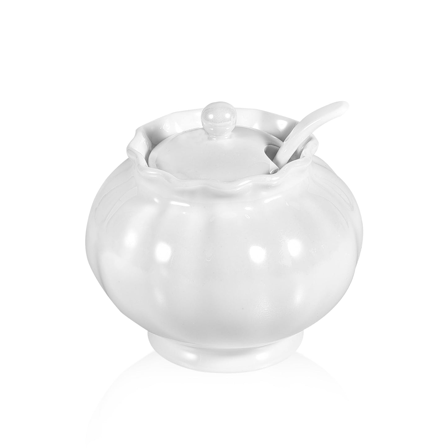 Ursword Iridescent Sugar Bowl with Lid and Spoon, Ceramic Sugar Bowl, 9oz Sugar Jar for Coffee Bar, Salt Box Sugar Containers for Seasoning, Spice, Sauce, Elegant Decor for Kitchen Countertop