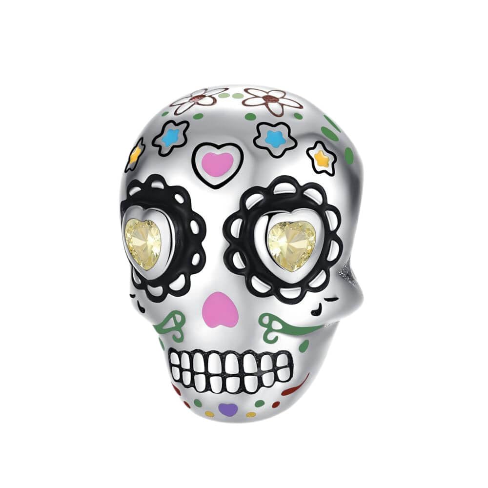VALGACLS Colorful Skull Charm Halloween Charms for Bracelets Necklace 925 Sterling Silver Charms for Women