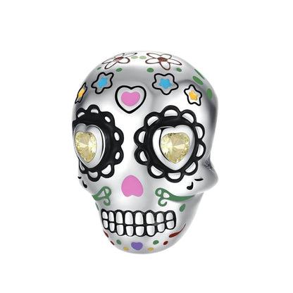 VALGACLS Colorful Skull Charm Halloween Charms for Bracelets Necklace 925 Sterling Silver Charms for Women