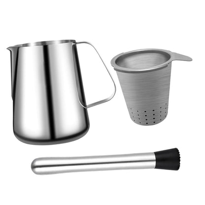 SOLUSTRE Stainless Steel Citrus Juicer Manual Hand Press Fruit Squeezer Portable Lemon Juicer Set for Household and Daily Use with Silicone Head, Compact 3pcs Kit
