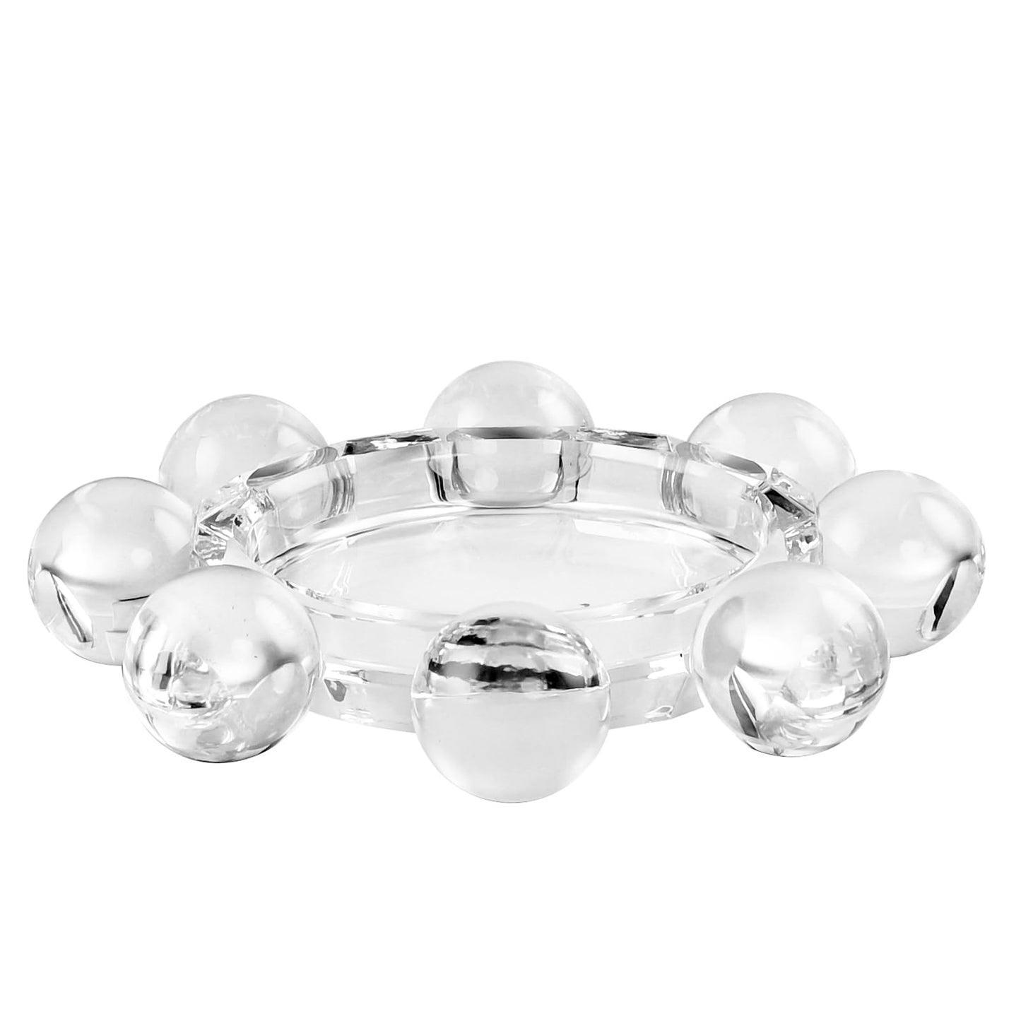 Marvala Crystal Bubble Candle Holder, Round Pillar Candlestick Plate Stand for Table Centerpieces, Candle Dish for Home Decor, Modern Decorative, Party, Wedding (Clear)
