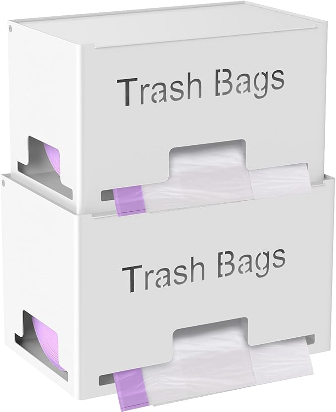 2-Pack Trash Bag Holder Dispenser, Stackable Garbage Bag Dispenser, Extra Large