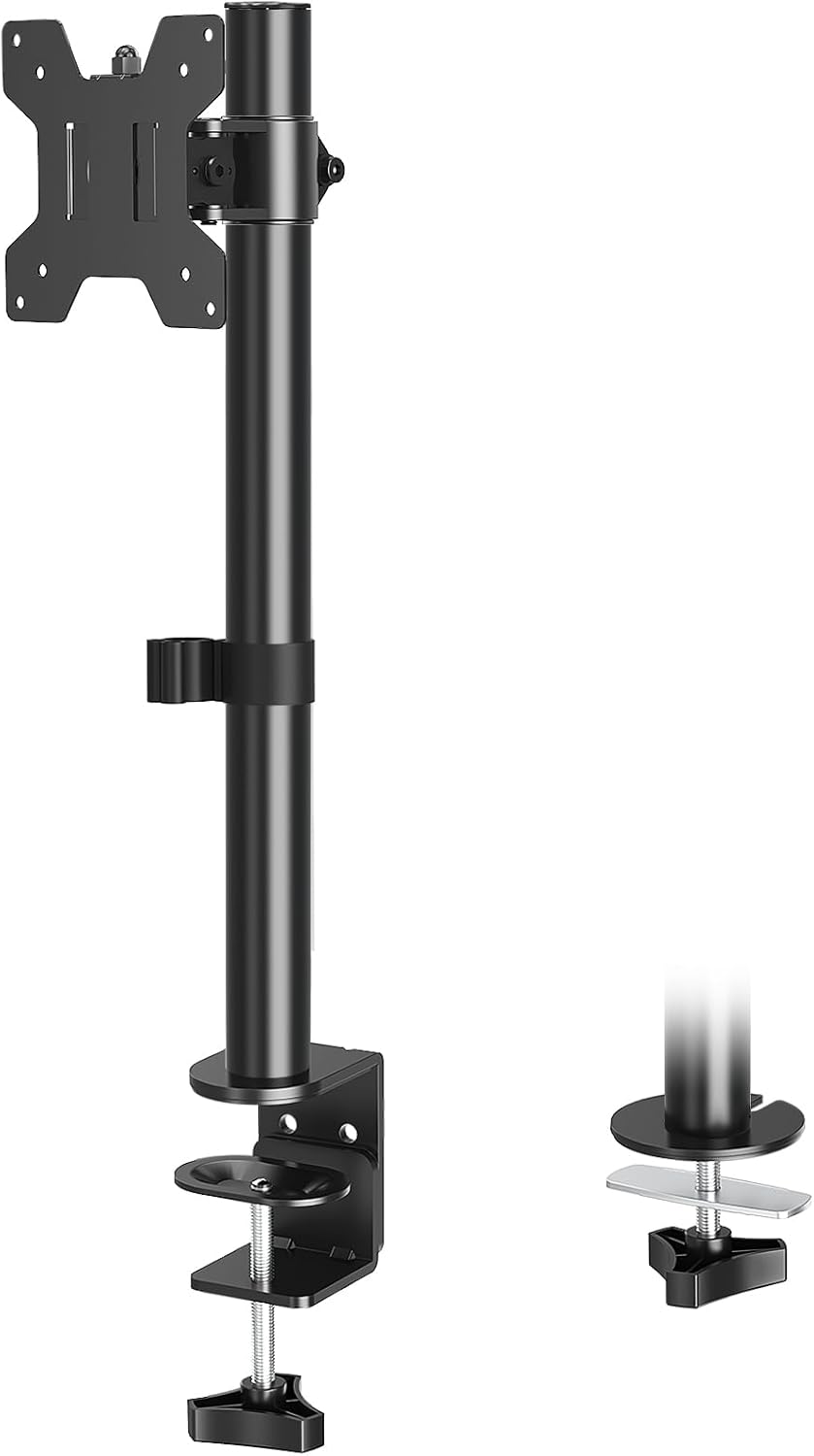 MOUNTUP Single Monitor Mount, Adjustable Monitor Stand for Max 32 Inch Flat Curved Computer Screen, Monitors Arm Desk Mount Fit VESA 75x75& 100x100, up to 17.6lbs, with C-Clamp and Grommet Base, Black