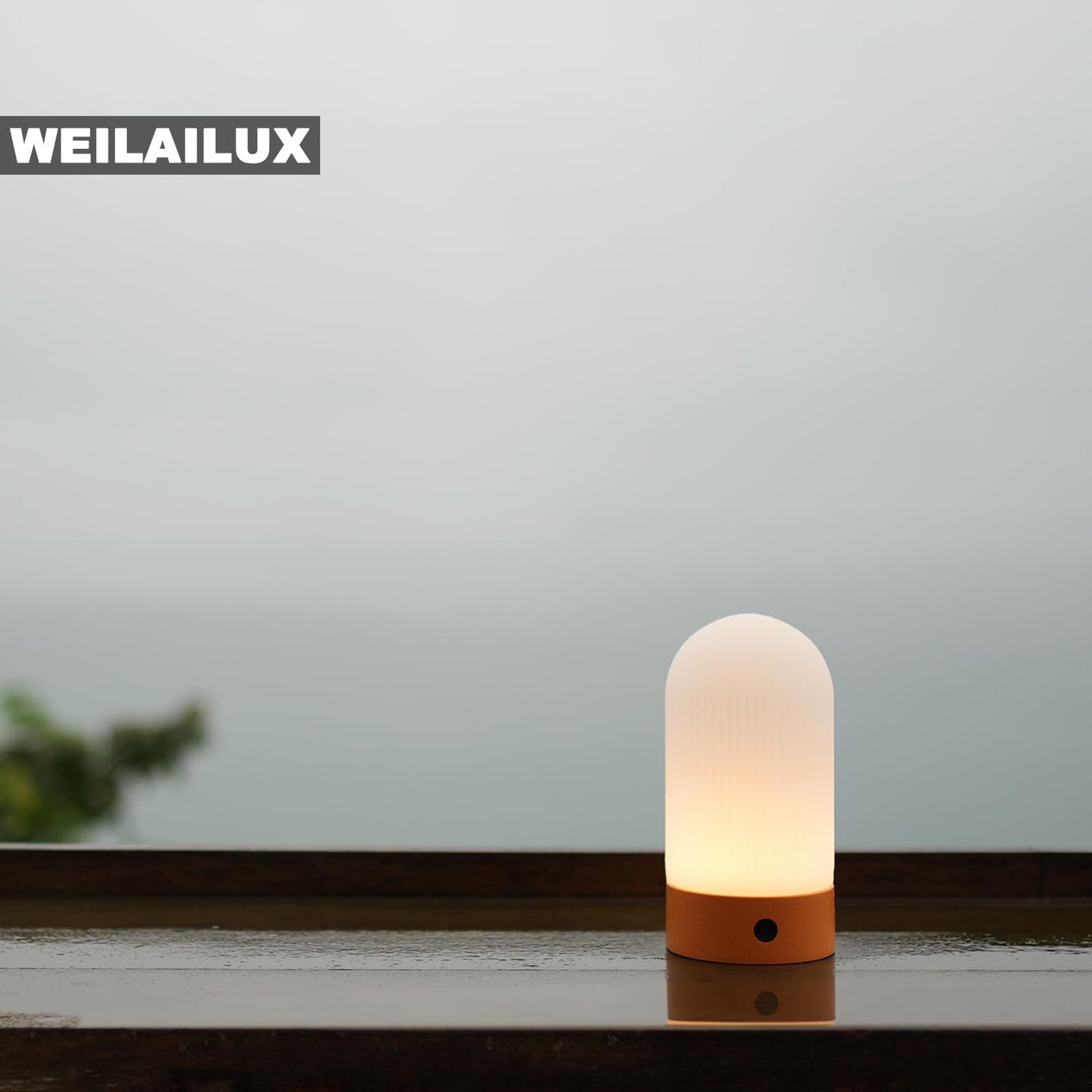 WEILAILUX Battery Operated Shower Lamp Waterproof, Small Portable Cordless Table Lamp Rechargeable, Touch Dimmable Mood Light for Home/Patio/Dining/Outdoor (Wood Grain)