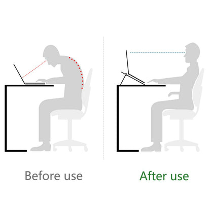 Brezze Letter Laptop Stand for Desk Stable Foldable Adjustable Multi-Angle Computer Desktop Holder Ventilated Lapdesks Riser for Mackbook, Lenovo, Dell, iPad, HP - Within 17' (Black)