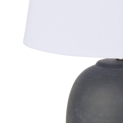 Nourison Home 23" Black Vintage Distressed Ceramic Pot Table Lamp for Bedroom, Living Room, End Table, with White Tapered Drum Shade