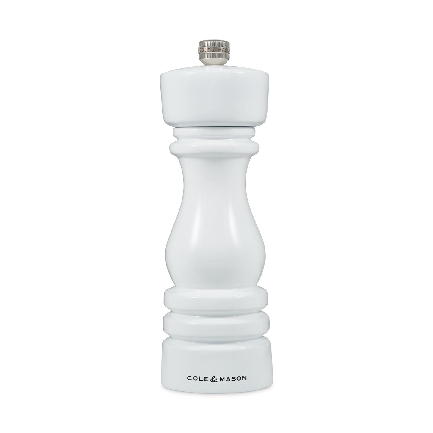 Cole & Mason London Refillable Spice Mill - Kitchen & Home Accessory - Table Salt Grinder - Salt Mill with Ceramic Mechanism - 7", White Gloss