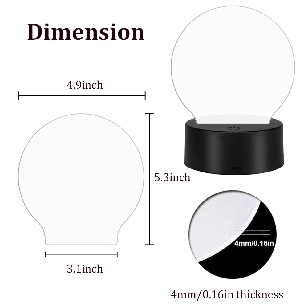 2 Pack 3D Led Night Light Lamp Base, Includes Remote Control, Blank Acrylic and Charger Cable, Adjustable 7 Colors Lights Base