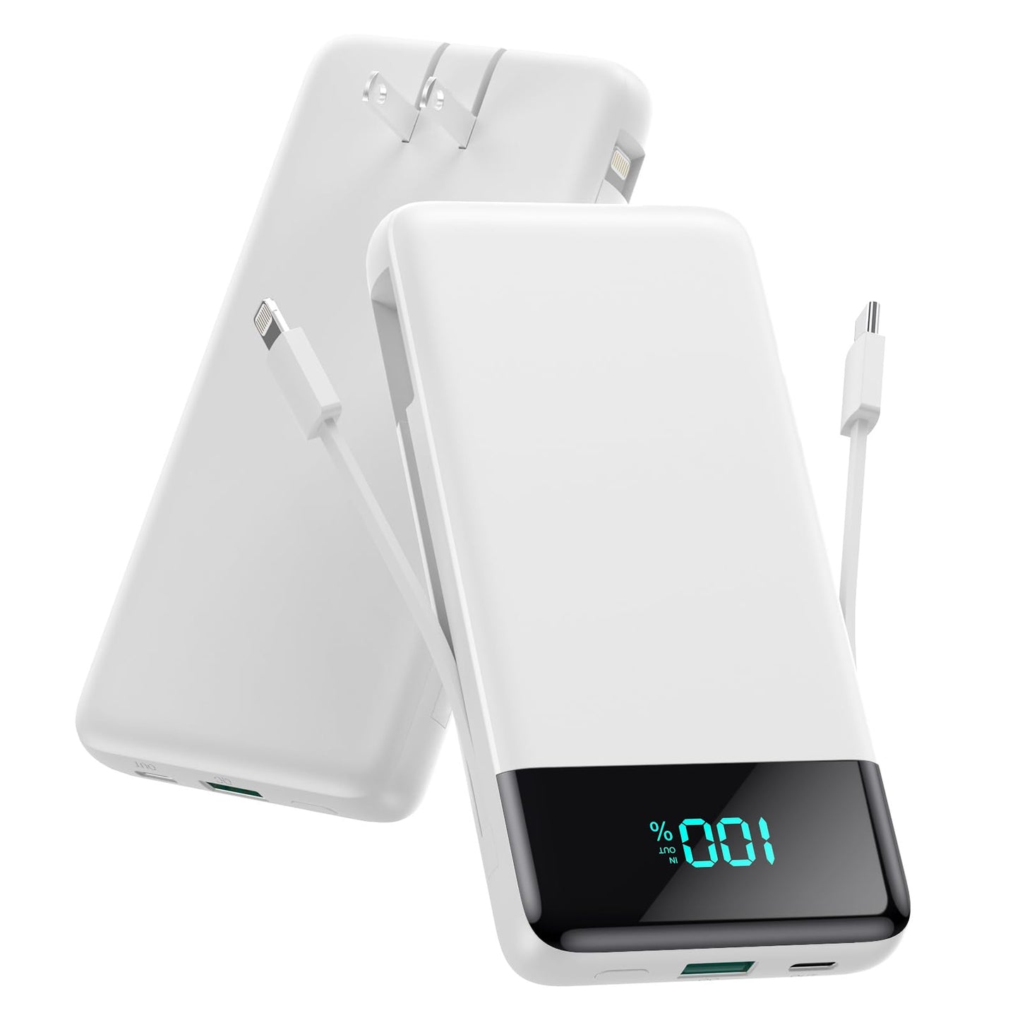 Portable Charger for iPhone with Built in Cables and Wall Plug,Upgraded 13800mAh Fast Charging USB C Power Bank,4 Outputs Travel Essential Battery Pack Compatible with iPhone 15/14/13,Samsung-Purple