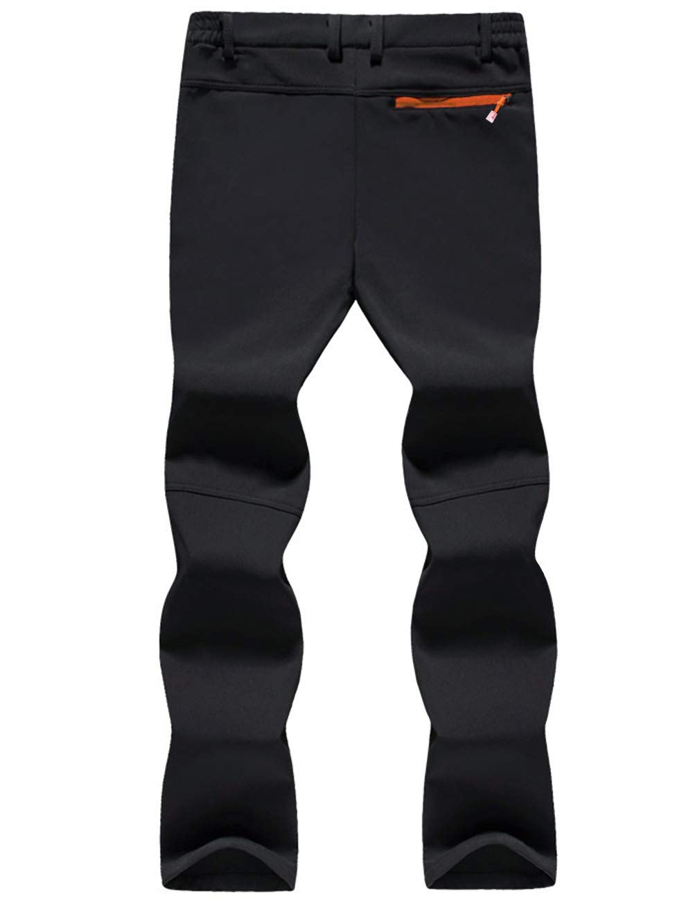 TACVASEN Winter Trousers - Men's Softshell Waterproof Thermal Fleece Hiking Pants, Thick - Black, 34