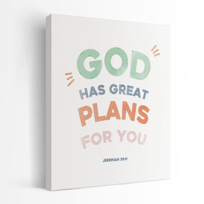SZERE Bible Christian Boho Canvas Art Decor Posters Prints,Inspirational Bible Verses Room Bedroom Bathroom Playroom Dorm Classroom Canvas Wall Decor Aesthetic for Nursery Kids Teen Girls Gifts,God Has Great Plans For You,11x14 Inch Set of 4 Pcs Christian