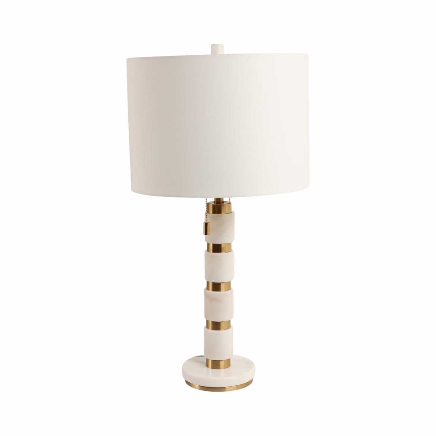 Sagebrook Home 27x14 Stacked Marble Lamp With 2 Pulls, White