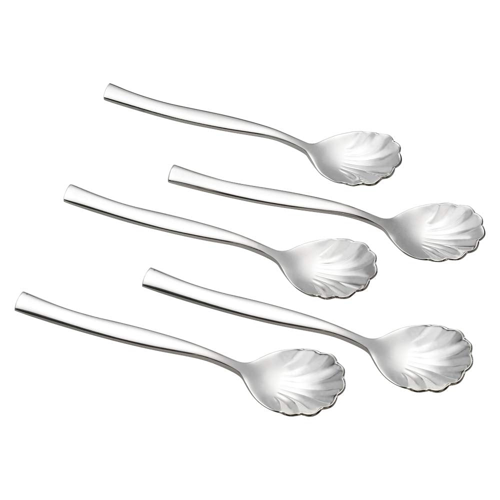 Xowine 12 Pieces Stainless Steel Shell Shape Sugar Spoon, Vintage Shell Shape Stir Spoons