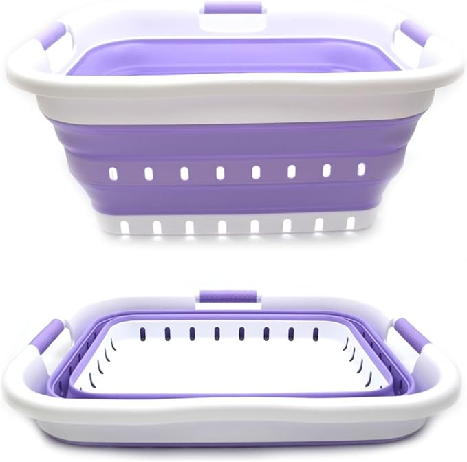 SAMMART 41L Collapsible 3 Handled Plastic Laundry Basket