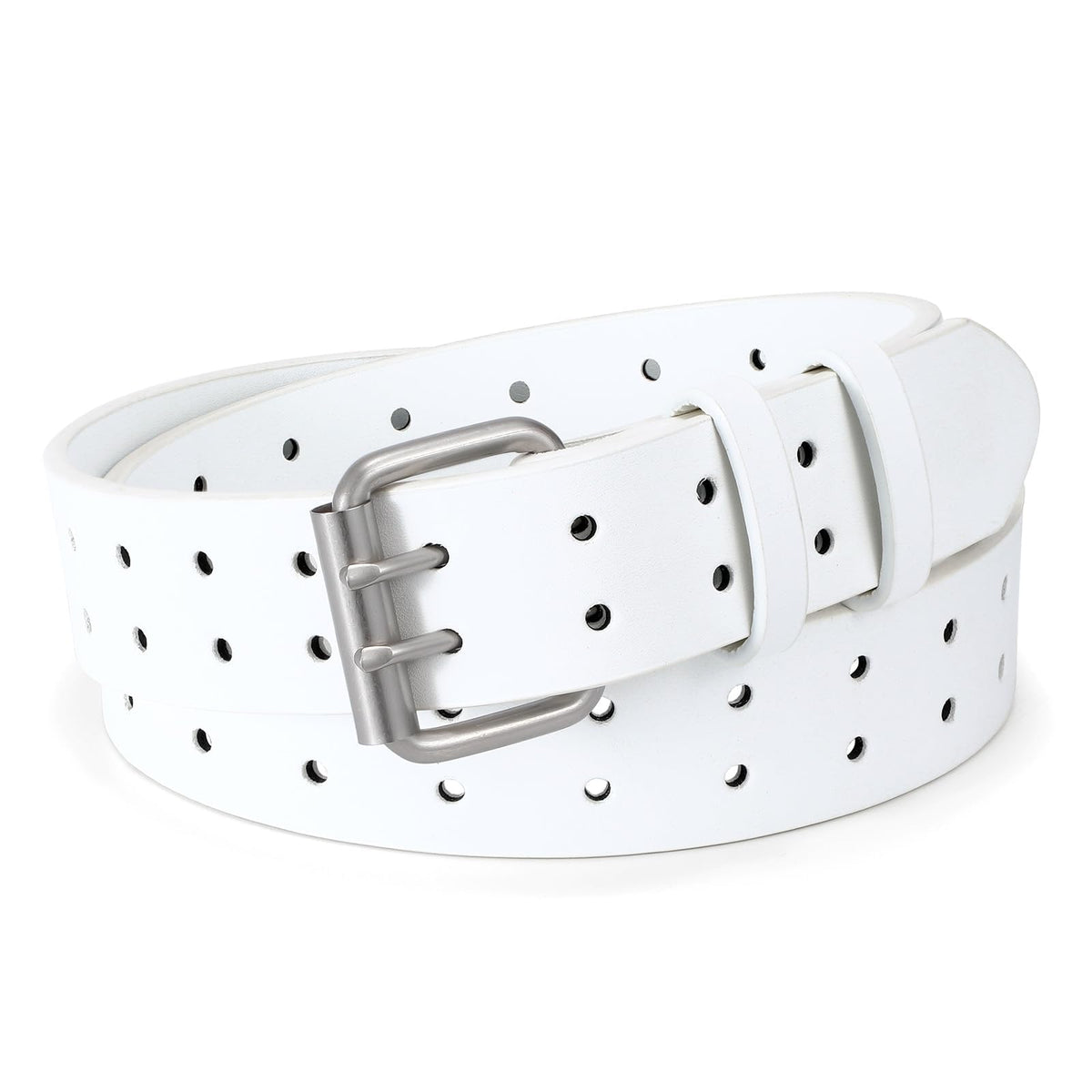 XZQTIVE Men Dual Holes Belt For Jean Pant Casual Leather Belts With Double Prong Buckle