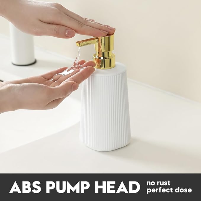 Small Soap Dispenser for Bathroom and Kitchen, Modern Farmhouse Striped Style