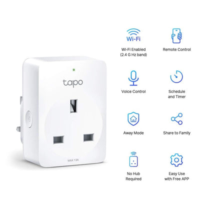 Tapo P100 Smart Plug, Wi-Fi Plug, App Remote Control, Alexa Plug, Voice Control with Alexa & Google, Away Mode, Scheduling & Timer, Device Sharing, Easy Quick Set Up, Multiple Safety Guarantees