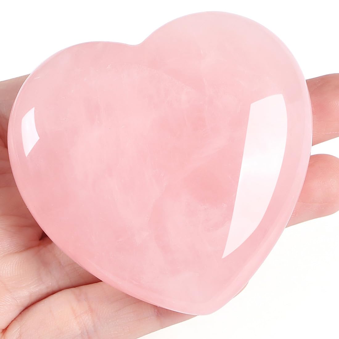 MAIBAOTA 60 mm Rose Quartz Crystals Heart Stone Mothers Day Birthday Gifts for Mom Women Crystal Gifts for Women Natural Reiki Gemstone Polished Heart Shaped Rocks Meditation