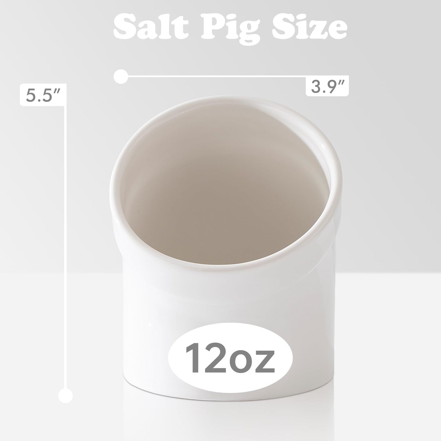 TreaHome Salt Cellar with Airtight Lid, Ceramic Salt Pig, Salt Containers for Countertop, Sealed and Moisture-Proof, Easy Access, Dishwasher Safe (White)