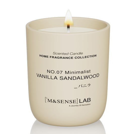 M&SENSE Natural Soy Candle| Vanilla Sandalwood | 5.3 oz | Mini Spring Scented Candles for Relaxation,Meditation, Home Décor | for Bedroom, Office, Party Small