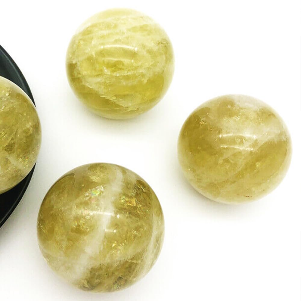 1.57-1.97inch/4-5cm Natural Citrine Crystal Ball, Hand Polished Yellow Quartz Sphere, Reiki Healing Crystal Sphere, Energy Balancing Stone Crafts, Feng Shui Home Desktop Ornament, Decorative Gift