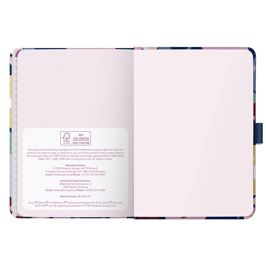 Busy B 2026 Diary A6 Weekly Planner with To-Do Lists & Notes Pages – Compact Multicoloured Floral Journal - Week-to-View Layout, 3 Pockets & Year Planner