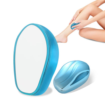 Hair Removal Without Shaving, Crystal Hair Remover, Washable Nano Epilator for Men and Women, Reusable Magic Crystal Hair Remover, Stone for Body, Legs, Arms, Back Exfoliating (Blu)