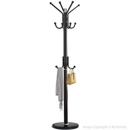 Kertnic Modern Coat Rack Freestanding with Natural Marble Base & Sturdy Metal Frame, 11 Hooks Hall Tree for Jackets, Hats, Bags, Entryway Organizer for Bedroom, Living Room, Closet (11 hooks-Black)