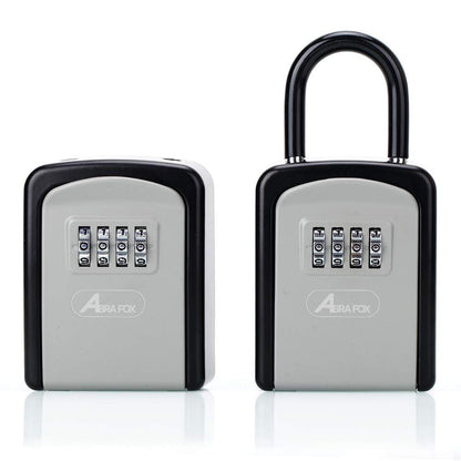 ABRA FOX Key Lock Box, Combination Lock box with Code for House Key Storage, Combo Door Locker (Black-1pack)