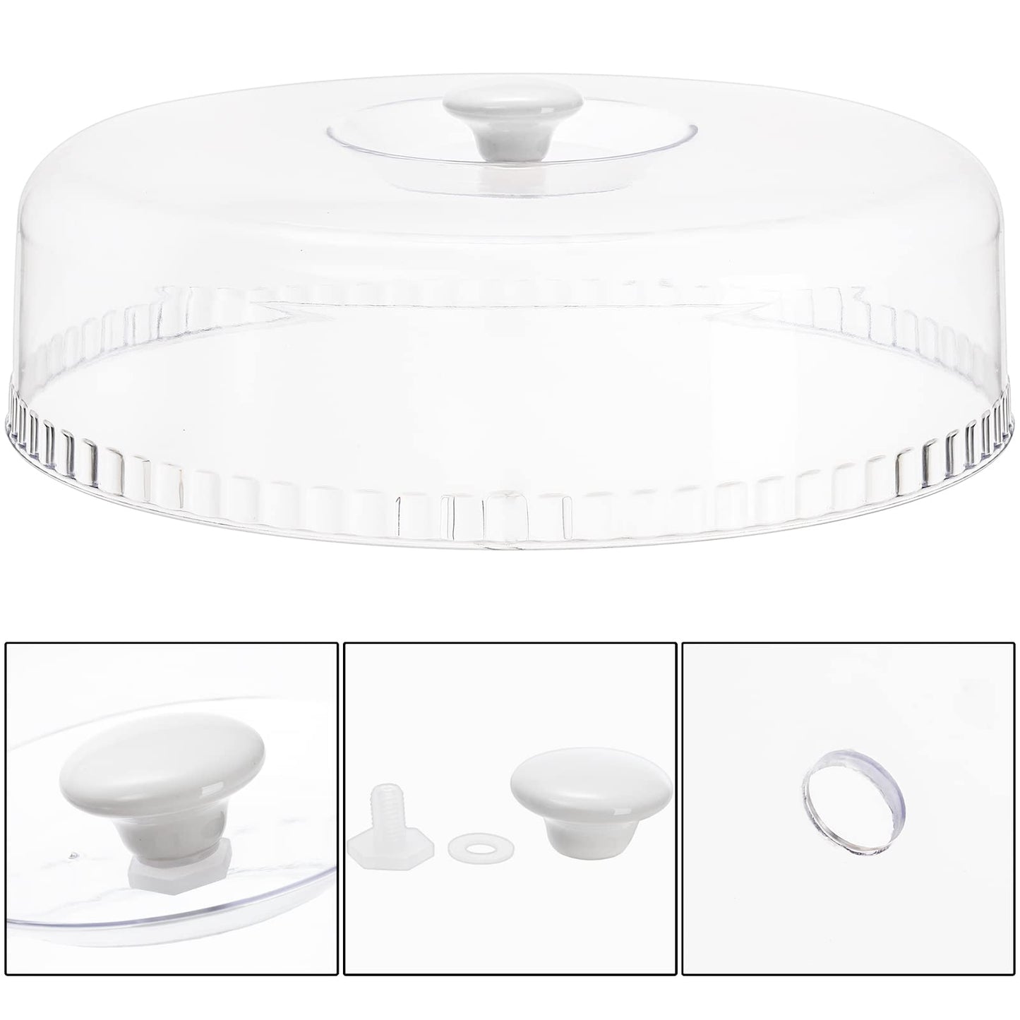 yarlung Ceramic Divided Serving Dishes Platter with Clear Lid, 11 Inch Bamboo Appetizer Tray with Handles 5 Removable Snacks Bowls Relish Tray for Candy and Nut, Chips and Dips, Veggies