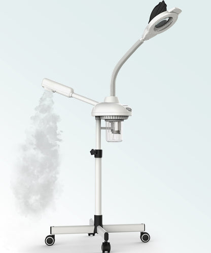 TASALON 2-in-1 Professional Facial Steamer, Hot Ozone Face Steamer for Facial with 5X Magnifying Lamp, Esthetician Steamer for Salon Beauty and Spa Shop, Skin Care Equipment with New Upgrade Wheels