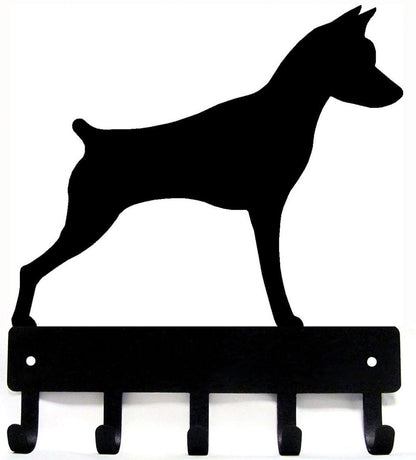 The Metal Peddler Miniature Pinscher Key Holder for Wall - Small 6 inch Wide with 5 Hooks - Made in USA