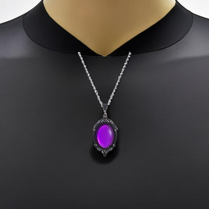 MIFYNN Gothic Stardust Crystal Cameo Necklace Red Purple Crystal Pendant Necklace Vintage Satan Demon Halloween Jewelry for Women (Purple)