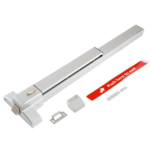 PARTOL Panic Bars for Commercial Exit Doors - Silver Stainless Steel Panic Bar Lock Set Emergency Door Hardware fits 27.56-40.94 Inch Wood & Metal Doors