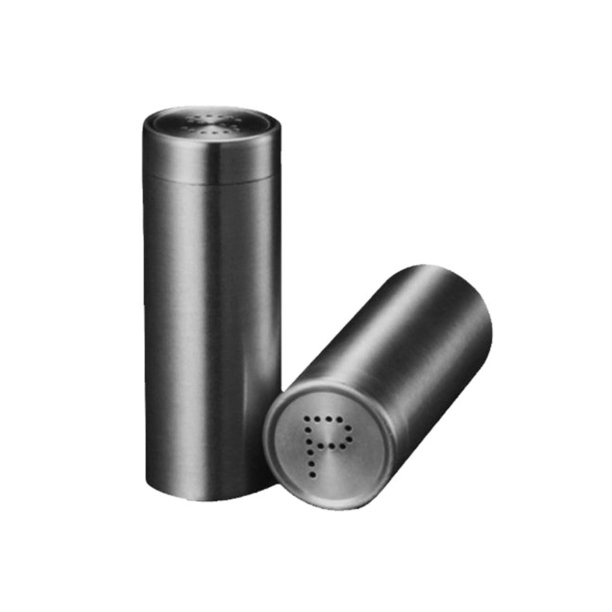 2-Pack Salt Pepper Shakers,3OZ "S" and "P" Shakers, 304 Stainless Steel Spice Jars Seasoning Dispenser for Salt Sugar Spice Pepper (Light Black, Large)