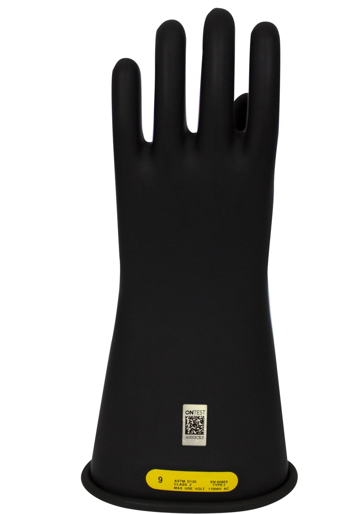 Enespro Class 2 Black Rubber Voltage Insulating Gloves, Max. Use Voltage 17000V AC/25500V DC, GC2B12