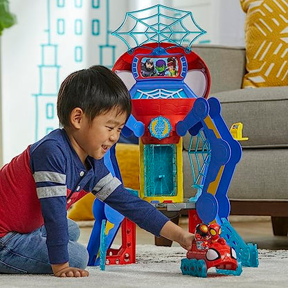 Spidey and His Amazing Friends Web-Spinners Web-Quarters, Kids Playset with Action Figure, Vehicle, and Accessories, Marvel Super Hero Toys, Ages 3 and Up