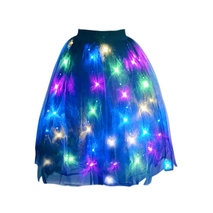 SHINYOU Women Black Tutu Skirt Smart LED Light Up EDM, Underskirt, A-Line Tulle Skirt, Dance for Party Halloween Cosplay L